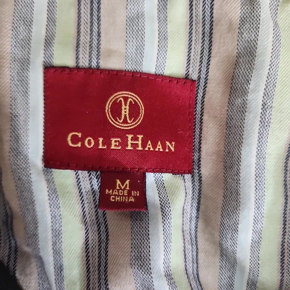 COLE HAAN LEATHER COLLARED JACKET